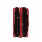 Кошелек женский натуральная кожа 911-2,  на 2 молнии+ручка/петля,  7отд+8карм,   (внутри иск/к)  крок матов,  бордо 221843