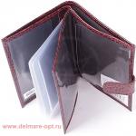 Обложка для авто+паспорт Premier-О-178 (5 внут карм,  двойная стенка)  натуральная кожа бордо крокодил (98)  129830