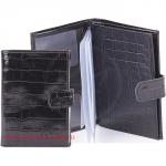 Обложка для авто+паспорт Premier-О-178 (5 внут карм,  двойная стенка)  натуральная кожа черный крокодил (101)  129829