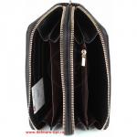 Кошелек женский натуральная кожа 911-2,  на 2 молнии+ручка/петля,  7отд+8карм,   (внутри иск/к)  крок матов,  черный 136179