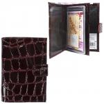 Обложка для авто+паспорт Premier-О-178 (5 внут карм,  двойная стенка)  натуральная кожа бордо крокодил крупный (14)  191817