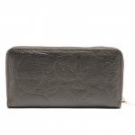 Кошелек женский натуральная кожа 528,  на 1 молнию,  6отд+8карм,   (внутри иск/к)  цветок,  серебро 221853