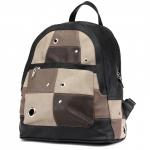 Сумка женская искусственная кожа GR-1496  (рюкзак),  2отд,  1внут+1внеш карм,  черный/беж 217171