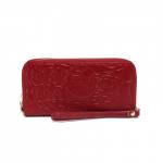 Кошелек женский натуральная кожа 911-2,  на 2 молнии+ручка/петля,  7отд+8карм,   (внутри иск/к)  роза,  бордо 221856