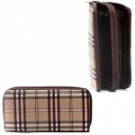 Кошелек женский искусственная кожа 007-1,  на 2 молнии,  7отд,  8карм,   (клетка)  бежевый 216401