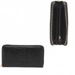 Кошелек женский натуральная кожа 528,  на 1 молнию,  6отд+8карм,   (внутри иск/к)  цветок,  черный 221851