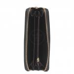 Кошелек женский натуральная кожа 528,  на 1 молнию,  6отд+8карм,   (внутри иск/к)  цветок,  черный 221851