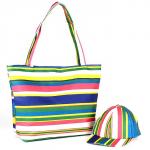 Комплект 117 (сумка пляжная+бейсболка)  текстиль 2905-HJ-147,  1отд,  полоска радуга 188818
