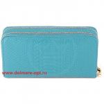 Кошелек женский натуральная кожа 911-1 на 2 молнии+ручка/петля,  7отд+8карм,   (внутри иск/к)  змея матов,  голубой,  133950