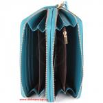 Кошелек женский натуральная кожа 911-1 на 2 молнии+ручка/петля,  7отд+8карм,   (внутри иск/к)  змея матов,  голубой,  133950