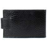 Визитница Croco-В-202 с хлястиком  (18 листов)  натуральная кожа черный змея (201)  205575