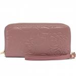 Кошелек женский натуральная кожа 911-2,  на 2 молнии+ручка/петля,  7отд+8карм,   (внутри иск/к)  роза,  розовый 221855