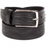 Ремень 30мм L&L подростковый  натуральная кожа П 3007 (длина 85-100 см),  тиснение,  черный 166747