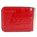 Зажим для купюр Cayman-Z-14 натуральная кожа магнит,  красный кайман (70)  212658