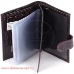 Обложка для авто+паспорт Cayman-ВП 1225к (с хляст,  двойн стенка,  5 карм,  2sim)  натуральная кожа коричневый кайман (62)  107582