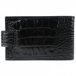 Визитница Croco-В-202 с хлястиком  (18листов)  натуральная кожа черный кайман (61)  205576