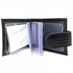 Визитница Croco-В-202 с хлястиком  (18листов)  натуральная кожа черный кайман (61)  205576