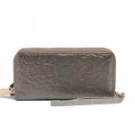 Кошелек женский натуральная кожа 911-2,  на 2 молнии+ручка/петля,  7отд+8карм,   (внутри иск/к)  роза,  серебро 221858