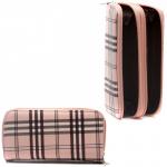 Кошелек женский искусственная кожа 007-1,  на 2 молнии,  7отд,  8карм,   (клетка)  розовый 216399