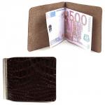 Зажим для купюр Premier-Z-1  (зажим-скрепка)  натуральная кожа коричн.темный крокодил мелкий (112)  172714