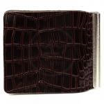Зажим для купюр Premier-Z-1  (зажим-скрепка)  натуральная кожа коричн.темный крокодил мелкий (112)  172714