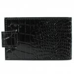 Визитница Croco-В-202 с хлястиком  (18листов)  натуральная кожа черный крокодил (200)  205577