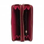 Кошелек женский натуральная кожа 911-2,  на 2 молнии+ручка/петля,  7отд+8карм,   (внутри иск/к)  роза,  фуксия 221857