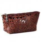 Косметичка Premier-F-93 натуральная кожа (1 отдел),  корич. тем.кайман (300)  186895