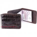 Зажим для купюр Premier-Z-2 (карман д/мелочи на кноп)  натуральная кожа коричн. темный  крокодил (83)  129857