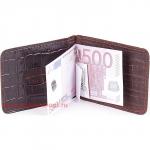 Зажим для купюр Premier-Z-2 (карман д/мелочи на кноп)  натуральная кожа коричн. темный  крокодил (83)  129857