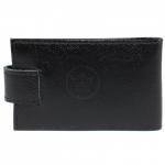 Визитница Croco-В-202 с хлястиком  (18листов)  натуральная кожа черный матовый (3)  207660