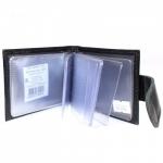 Визитница Croco-В-202 с хлястиком  (18листов)  натуральная кожа черный матовый (3)  207660