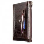 Портмоне мужское Premier-H-35 натуральная кожа 2 отд,  5 карм,  рем-петля,  коричневый мелкий крокодил (112)  187720