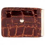 Зажим для купюр Premier-Z-2 (карман д/мелочи на кноп)  натуральная кожа коричн. темный  крокодил крупный (3)  159204