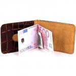 Зажим для купюр Premier-Z-2 (карман д/мелочи на кноп)  натуральная кожа коричн. темный  крокодил крупный (3)  159204