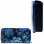 Кошелек женский искусственная кожа 7811,  на 1 молнию,  6отд,  8карм,  (цветы),  синий 216365