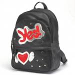 Сумка женская искусственная кожа GR-1567  (рюкзак),  2отд,  3внут+2внеш карм,  черный/серебро/красный  (YES)  222059