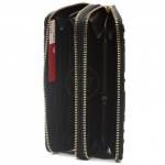 Кошелек женский искусственная кожа 000-1,  на  2 молнии,  7отд,  12карм,  ручка/петля,  черный 216379