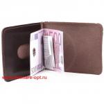 Зажим для купюр Premier-Z-2 (карман д/мелочи на кноп)  натуральная кожа коричн. темный гладкий (88)  105204