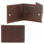 Зажим для купюр Croco-зк-304 (карм на мелочи,  2 кнопки)  натуральная кожа коричневый тем.крейзи хорс (220)  219477