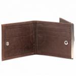 Зажим для купюр Croco-зк-304 (карм на мелочи,  2 кнопки)  натуральная кожа коричневый тем.крейзи хорс (220)  219477