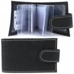 Визитница Croco-В-202 с хлястиком  (18листов)  натуральная кожа черный флотер (40)  205579