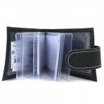 Визитница Croco-В-202 с хлястиком  (18листов)  натуральная кожа черный флотер (40)  205579