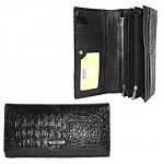 Кошелек женский натуральная кожа Baliya-E 8003-2,  молния внутри,  8отд,  10карм,  крокодил,  черный 179855