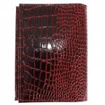 Обложка для авто+паспорт Premier-О-77 (4 внут карм)  натуральная кожа бордо крокодил (98)  200834