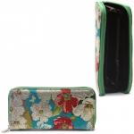 Кошелек женский искусственная кожа 7811-1,  на 1 молнию,  6отд,  8карм,  (цветы),  зеленый 216392