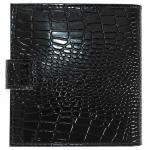 Визитница Croco-В-203 (с хляст,  2х-рядная, 32карточки)  натуральная кожа черный крокодил (200)  202326