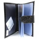 Визитница Croco-В-203 (с хляст,  2х-рядная, 32карточки)  натуральная кожа черный крокодил (200)  202326