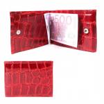Зажим для купюр Croco-зк-304 (карм на мелочи,  2 кнопки)  натуральная кожа красный скат (74)  212243
