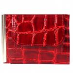 Зажим для купюр Croco-зк-304 (карм на мелочи,  2 кнопки)  натуральная кожа красный скат (74)  212243